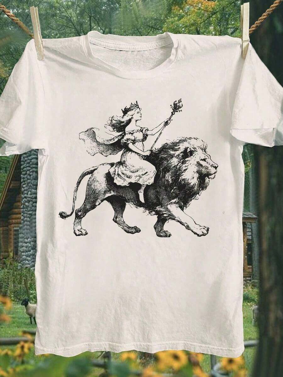 1 pieza. Regalo perfecto para ella, novia, esposa o amiga. Camiseta estampada 100% a la moda para mujer - Cuello redondo suave, manga corta, corte ajustado, comodidad para todas las estaciones, regalo para las fiestas, diseño estampado divertido, no transparente, ligera y elástica, informal para uso diario y deportivo de fin de semana. 180g Algodón 100%. - Blanco - Ver 1