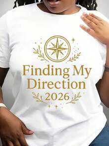 Soft, Breathable, And Lightweight For All-Day Comfort. The "Finding My Direction Daily Wear" T-Shirt Is Perfect For New Year's Resolutions And Setting Goals. It Features A Classic Crew Neck And A Relaxed Fit That Flatters All Body Types And Is Easy To Pair With Jeans, Shorts, And Leggings. - 白色 - 查看 7