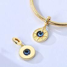 18k Gold Plated Classic Unique Rotating Eye Sun Eye Charms For Bracelets Religious Symbol Decoration Daily Accessories Creative Versatile Women's Fashion Jewelry Gifts Perfect Gift For Celebrating Festivals Bracelets Necklaces DIY Pendant Beads Making - Gold - View 7