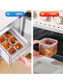 1/7pcs Stackable Square Food Storage Containers, Refrigerator Freezer Soup Bowls With Lids, Bento Lunch Boxes, Suitable For Storing Meat, Vegetables, Fruits, Snacks, Microwave & Dishwasher - Multicolor - View 4