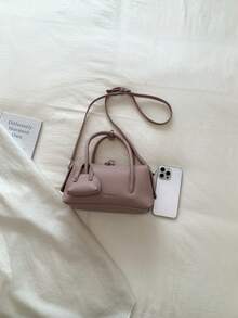 Women's Pillow Handbag, Fashionable Minimalist Elegant Large Capacity Shoulder Bag, Pink - Pink - View 9