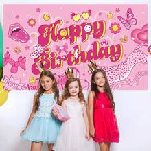 1 粉红色主题生日观影背景布，粉红色生日派对装饰背景布，适合女孩和女士生日派对装饰、蛋糕桌装饰、摄影背景、家居客厅和卧室装饰、礼物搭配，多种尺寸可供选择。 - 多色 - 查看 3
