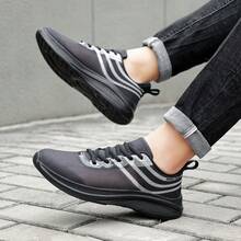 New Solid Color Casual Versatile Men Sports Shoes, Lightweight Breathable Outdoor Running Sneakers, Suitable For Commuting And Daily Wear - All Black - View 4
