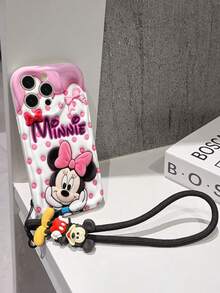 This Disney Mickey Mouse Lanyard Phone Case Is Fully Covered In TPU Material. It's Shockproof, Lightweight, And Compatible With IPhone17/16/11/13/15/15 Plus/15 Pro/15 Pro Max/12/14 Pro Max/11 Pro Max/12 Pro/12 Pro Max/13. This Phone Case Makes A Popular Birthday Gift Or Business Gift; It's Durable, Stain- And Fingerprint Resistant, And Suitable For Both Men And Women. The Set Also Includes A Mickey Mouse Phone Case And A Mickey Mouse Plush Bracelet. It's A Perfect Gift For Friends And Family. This Stylish Phone Case Is Fun, Lightweight, And Durable. IPhone17 Pro Max Phone Case, Minnie Mouse Phone Case. - 白色 - 查看 4