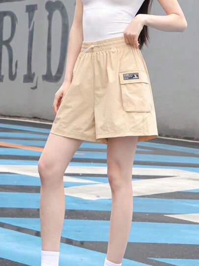 CAMEL CROWN Ladies, Sports Casual Shorts, Camel Overalls, Summer Breathable Quick-Drying Functional Wind Loose Straight Casual Shorts