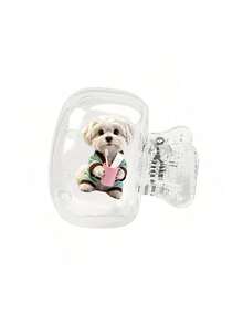Small White Dog Holding Toothbrush Pattern Portable Toothbrush Protection Box, Toothbrush Protection Hat Holder, Essential Bathroom Accessories For Home And Business Travel, Daily Use, And Outdoor Travel, Portable Toothbrush - Multicolor - View 16
