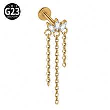 1 pieza Pendiente de cadena colgante con zirconia marquesa de titanio G23 para perforación interna de hélix, cartílago, trago, labio - Como se muestra en la imagen - Ver 12