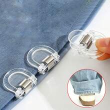 12/6pcs Transparent Pant Leg Clips, Invisible Hem & Sleeve Fixers, Adjustable Transparent Non-Slip Pant Leg Clips, Reusable Denim Cuff Holders - Clothing Clips - View 2