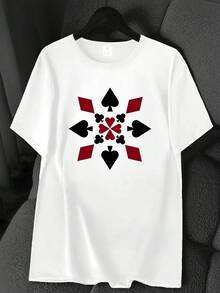 Geometric Patterns, Regular Geometric Shapes, Printed T-Shirt. Available In 6 Colors, Short Sleeves, Round Neck, High-Elasticity Casual Sports Top. Machine Washable. Suitable For Spring And Summer. Can Be Worn In All Seasons. Women's Clothing. Elegant Party Outfit, T-Shirt For Elegant Ladies, Blouses Suitable For Curvy Women, Casual Wear, Cool And Sweat-Free Summer Wear, Fun Letter Print. - 白色 - 查看 6