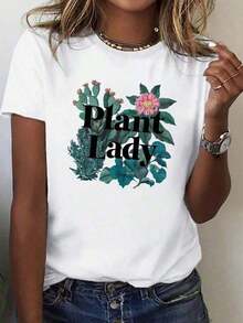Soft Women's T-Shirt, Made From A Pure And Comfortable Material, Designed For Plant Lovers. Graphic Tee, Women's Graphic Tees, Summer T-Shirt, Casual T-Shirt, Summer Tops, Summer Sets For Women, Elegant Blouses For Ladies. - 白色 - 查看 1