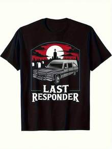 Funny Dark Humor Gothic T-Shirt "The Last Lifeguard Ghost Car" | Unisex Casual T-Shirt With Coffin Print And Death-Themed Slogan, Gothic Subculture Clothing, One Size Fits All, Black - Brutal Gift Idea, Vintage Style, Crew Neck, Slightly Stretchy, Regular Fit. - 黑色 - 查看 6