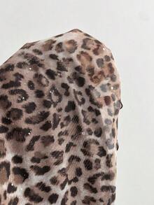 Top de mujer con estampado de leopardo y dobladillo asimétrico con encaje - Multicolor - Ver 5