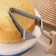 1pc Stainless Steel Cake Slicer & Server - Triangular Cake Transfer Tool With Ergonomic Handle, Baking Tool For Home & Commercial Use, Perfect For Valentine'S Day, Weddings, Birthdays, Parties, Cake Slicer And Server, Party Servingware - View 2