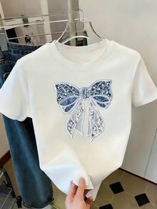 White Short-Sleeved Top, Versatile For Everyday Wear, Suitable For Summer Parties And Outdoor Activities - 白色 - 查看 1