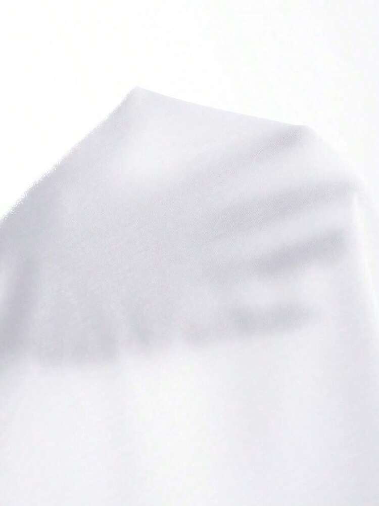 Camiseta de manga corta de mujer con cuello redondo, estampado de letras y árboles de, de uso casual y versátil para uso diario - Blanco - Añade 5
