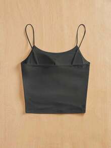 Camiseta ajustada con cuello redondo, almohadilla en el pecho y transpirable.Camisola básica para mujer sin sujetador - Gris Oscuro - Ver 2