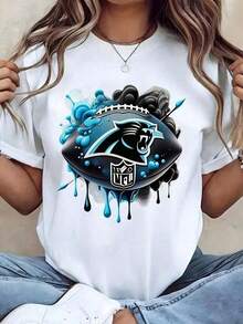 Premium Unisex Casual Cowboys Logo Print T-Shirts For American Football Fans And Game Day Wear, Matching Sets For Couples And Families, Comfortable Cotton - 白色 - 查看 6
