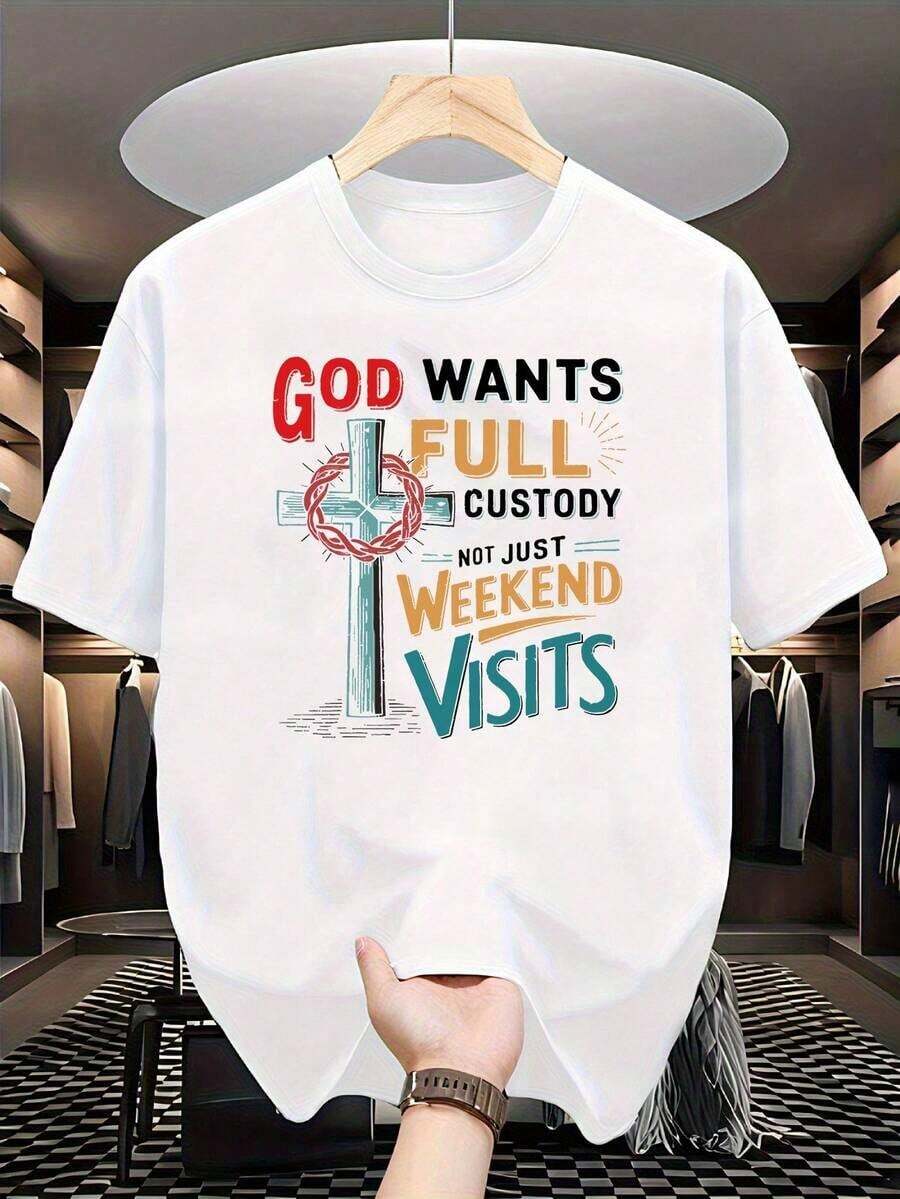 Women's Short-Sleeved T-Shirt With Round Neck, Printed, Made Of 100% Pure Cotton Fabric, Soft And With A Fluid Drape, Suitable For Daily Wear, Office, School, Vacation, Camping, Versatile Style, Making Your Summer More Vibrant And Colorful. - 白色 - 查看 1