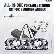WIDDEN - Bastón de pesca para niños caña de pescar juvenil y carrete Caña de pesca telescópica portátil con caja de aparejos de aparejos juego de aparejos de pesca para niños niñas adolescentes - Plateado/Negro - Ver 3