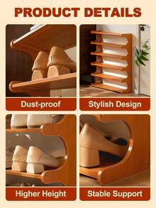 Free Standing Shoe Rack, Bamboo Shoe Storage Organizer, Stable Shoe Organizer With Removable Shelves, Shoe Holder, Space-Saving Shoe Shelf For Entryway, Living Room, Bedroom, Closet Organizers And Storage, Cabinet Organizer (3 Tier/5 Tier/6 Tier) - 棕色 - 查看 10