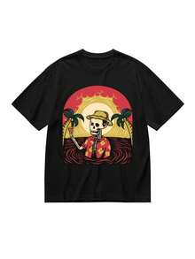 Camiseta Cómoda Casual para Mujer Talla Grande - Negro - Ver 1