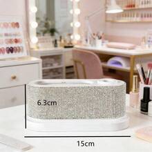 1pc Luxury Diamond Drill Bit Storage Box, ABS Desktop Organizer Box With Rhinestone Decoration For Electric Grinder - Multicolor - View 4