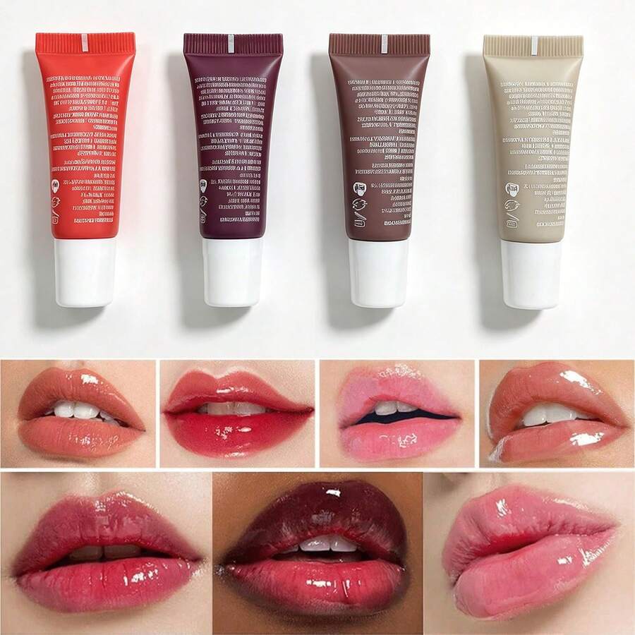 4 PCS Lip Glossy Butter Balm Set,Instant Moisture And Hydration Lip Gloss,Long-Lasting Hydrating Non-Sticky Lip Balm,Soften Dry Lips And Lip Care - Vanilla Bean - View 1
