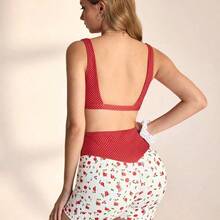 WanderVale 2pcs Women Floral & Polka Dot Print Cute Sweet Casual Sports Vest And Shorts Yoga Set Women's Swimsuit 2 Pieces Women's Swimsuits Two Pieces Swimwear Tummy Control Swimsuit Yacht Outfit Women Women Summer Outfits 2 Pieces Women Two Pieces Women's Summer Co Ord Women 2 Pieces Outfit Casual Women Vacation Outfit Sets - Rojo - Ver 3