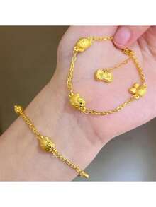 SANRIO 1 chiếc vòng tay nữ kiểu dáng mới về, mặt dây chuyền hình mèo KT nơ xinh xắn. - Vàng - Xem 2