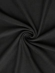 Elegante camiseta estampada de manga corta para mujer, top holgado de cuello redondo versátil para la moda de verano. - Negro - Ver 4