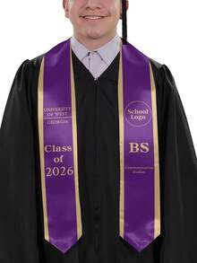 Custom Printed Graduation Sash With School Logo & Personalized Text, Class Of 2026 Graduation With University, Degree & Major, Multi-Color Graduation Shawl For Graduation Day - Multicolor - View 3