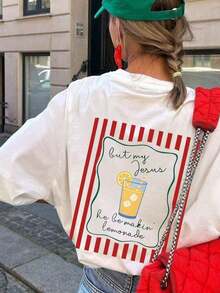 Camiseta de manga corta para mujer, de verano, con cuello redondo, diseño de rayas verticales, estampado de dibujos animados de helado de limón, adecuada para el verano, la playa, la calle, el uso diario, el trabajo, fiestas de oficina, salidas, festivales, festivales de música, el Día de San Valentín, fiestas y otras ocasiones, blanca, 100% algodón. - Blanco - Ver 5