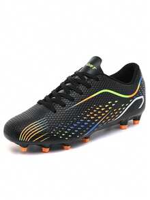 Sepatu Sepak Bola Outdoor Wanita Warna Polos, Bahan Poliester, Sepatu Olahraga Outdoor Ringan untuk Semua Musim - Hitam - View 3