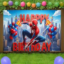 1 tapiz M-arvel S araña-Man, linda decoración de pared estilo ciudad de dibujos animados en 3D, arte colgante de cielo azul brillante y nubes, perfecto para dormitorio, sala de estar, residencia estudiantil, apartamento, estudio, fondo para fiestas, decoración de habitaciones con temática de cómics y superhéroes, agrega un ambiente heroico y caprichoso a cualquier espacio habitable, ideal para sesiones de fotos y espacios de fans. - Multicolor - Ver 6