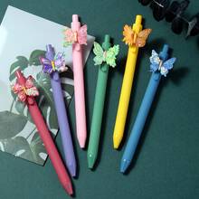 1/3/6/9pcs Set Highly Attractive Multi-Color Butterfly Hand-Held Ballpoint Pens, Anti-Ink Smudge Cute Diary Stationery Set, Back To School Essential Study Supplies - Multicolor - View 2