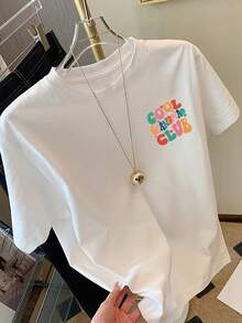 New Collection 2026 Cotton T-Shirt - Cool Grandma Club Fashion Print, Cool Grandmas - Women's Fashion Print T-Shirt For Spring/Summer, Fashion Item, Short Sleeve T-Shirt. - 白色 - 查看 4