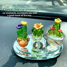 創意仙人掌植物車用裝飾品，透明樹脂工藝，電視與電腦裝飾小雕像，高品質禮品 - 套裝 - 查看 4