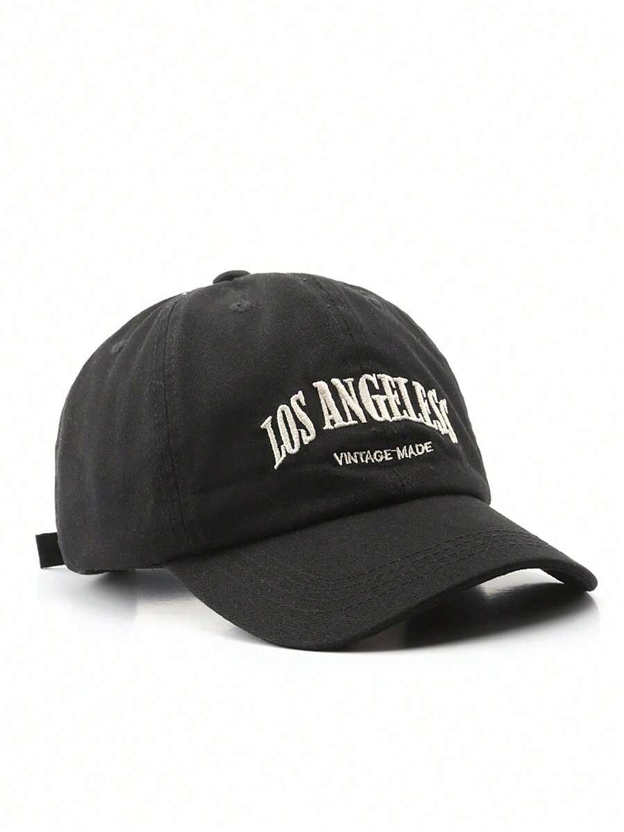 1件時尚水洗藍色字母「Los Angeles」復古棒球帽 - 黑色 - 查看 1