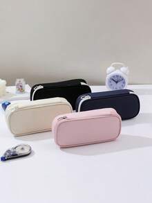 1pc Back To School Minimalist Solid Color Large Capacity Student Stationery Pencil Case, Multi-Layer Classified Storage Pencil Pouch, Campus Large Capacity Desktop Stationery Accessories Storage Bag, Multi-Functional Dormitory Cosmetic Storage Bag, Can Be Used To Store Pens, Rulers, Erasers And A Series Of Storage Pencil Boxes,Back To School - Multicolor - View 6