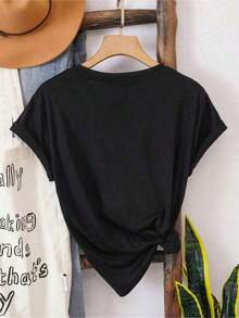 Black 100% Cotton T-Shirt With Racing Driver And Flame Print, Oversized Casual Short Sleeve T-Shirt For Women, Urban Biker Sport Streetwear, Soft And Breathable Top For Daily Wear And Outings, Plus Size Available, Boho Chic - 黑色 - 查看 6