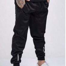 Kit Of 3 Men's Jogger Pants For Gyms With Reflective Logo (Black, White, Gray) - A Black - View 1
