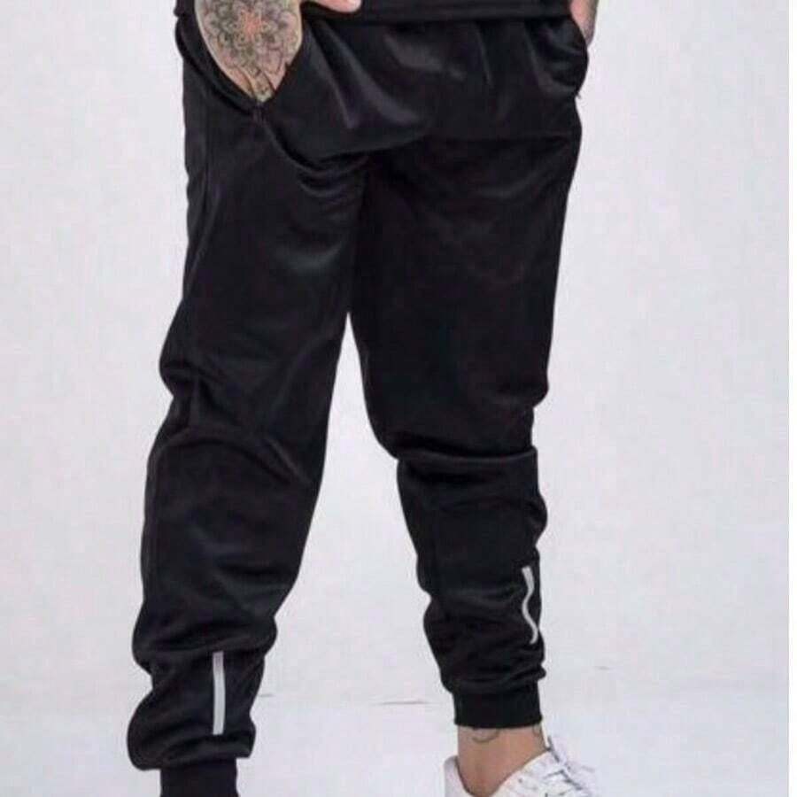 Kit Of 3 Men's Jogger Pants For Gyms With Reflective Logo (Black, White, Gray) - A Black - View 1