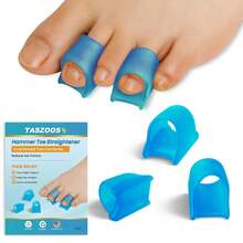 TASZOOS Hammer Toe Straightener - (6Pcs, Blue) - Gel Toe Splint Relief For Bunion, Crooked, Hammer, Broke Support - 3 Different Sizes (S_M_L) - trắng - Xem 1
