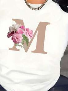 Women's Short-Sleeved T-Shirt With Round Neck, 100% Cotton, Minimalist Style, Casual And Sporty Top For A Comfortable Summer Vacation. - 白色 - 查看 7