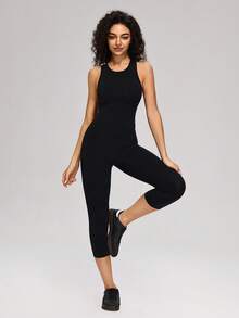 MASKERT Bộ áo liền quần tập yoga nữ, bộ áo liền quần tập thể dục, bộ áo liền quần Pilates, bộ áo liền quần khiêu vũ, bộ áo liền quần thể thao thường ngày, bộ áo liền quần thể thao hở lưng, bộ áo liền quần cạp cao ba điểm, bộ áo liền quần thể thao không tay, bộ áo liền quần thể thao mặc hàng ngày - màu đen - Xem 7