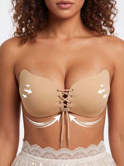 Bộ 2 miếng dán che đầu ngực vô hình cho nữ, miếng dán silicon gợi cảm với dây đeo vai trong suốt, nâng đỡ và ngăn chảy xệ, gom và làm đầy đặn vòng một nhỏ, mỏng và thoáng khí, phù hợp với váy cúp ngực, váy cưới và váy dạ hội.