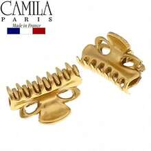 Camila Paris CP2921/2 French Hair Clips for Women Set of 2 Small 1 inch Gold Girls Hair Claw Clips Jaw Fashion Durable and Styling Hair Accessories for Women Made in France with Cellulose   16586756 - Dorado - Ver 4