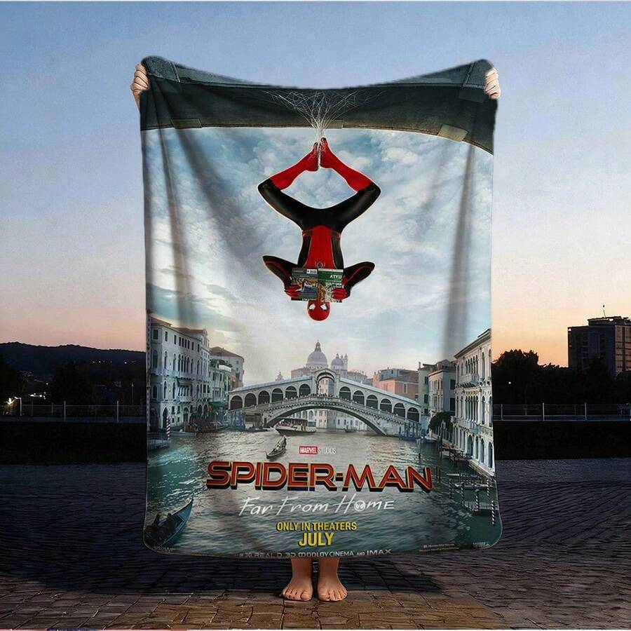 1pc S-Pider-Man Print Blanket,Retro Cartoon Style Throw Blanket,Cartoon Character Printed Blanket,All-Season Universal Nap Blanket,Character Home Decor Blanket,Modern Fashion Gift Suitable For Home Bedroom Bed Sofa Office Lunch Break Cover Picnic Blanket - Nhiều màu - Xem 1