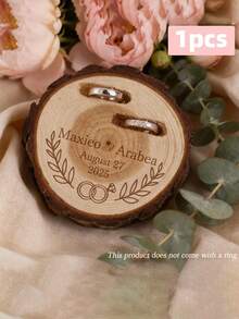 1pc Customizable Personalized Ring Box,Personalized Carved Wooden Ring Box,Rustic Ring Box, Double Engagement Ring Box For Wedding Ceremony, Wooden Ring Box, Gift For Him Her, Proposal, Anniversary Gift, Jewelry Boxes,Wedding, Engagement - Multicolor - View 9