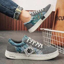 Giày vải nam, giày thể thao thường ngày thoáng khí, đế bằng, giày vải kiểu Bắc Kinh xưa, giày vải lanh mùa hè. - Xám - Xem 4